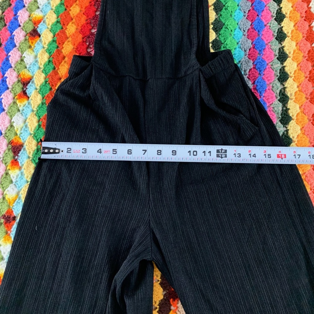 Sienna Sky Gaucho Crop Flare Flowy Overalls Stretch Ribbed Pockets Capri… - Picture 10 of 14